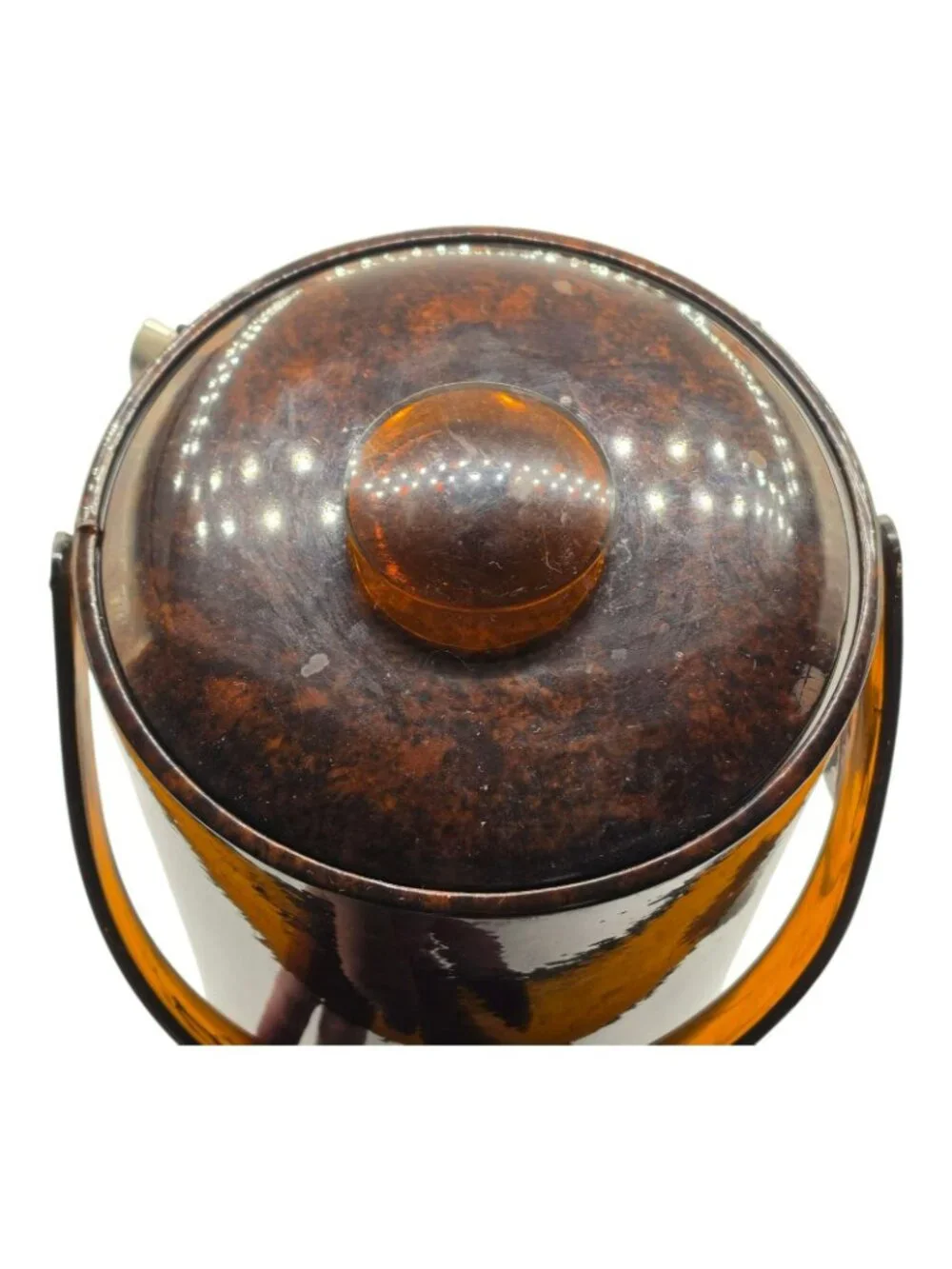 Vintage Georges Briard Barware Ice Bucket Tools Vinyl Faux Tortoiseshell Finish